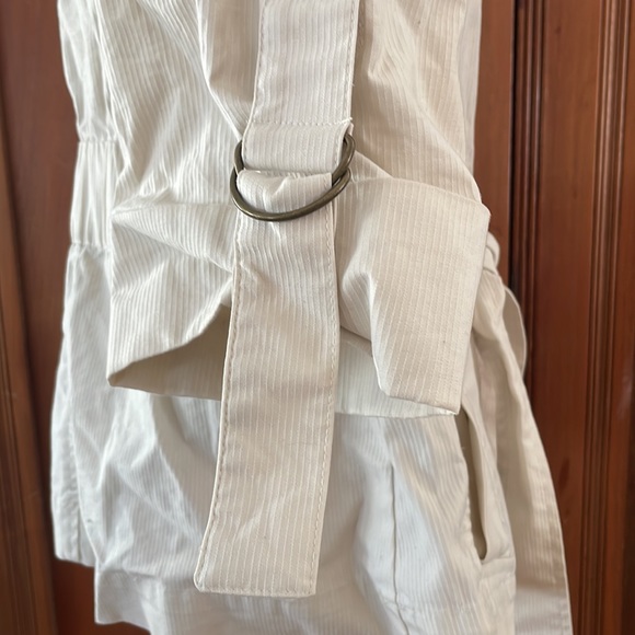 Ann Taylor loft white jacket coat Tie belt high collar size 8 lightweight - Picture 7 of 12